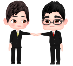 グータッチをする会社員のイラスト