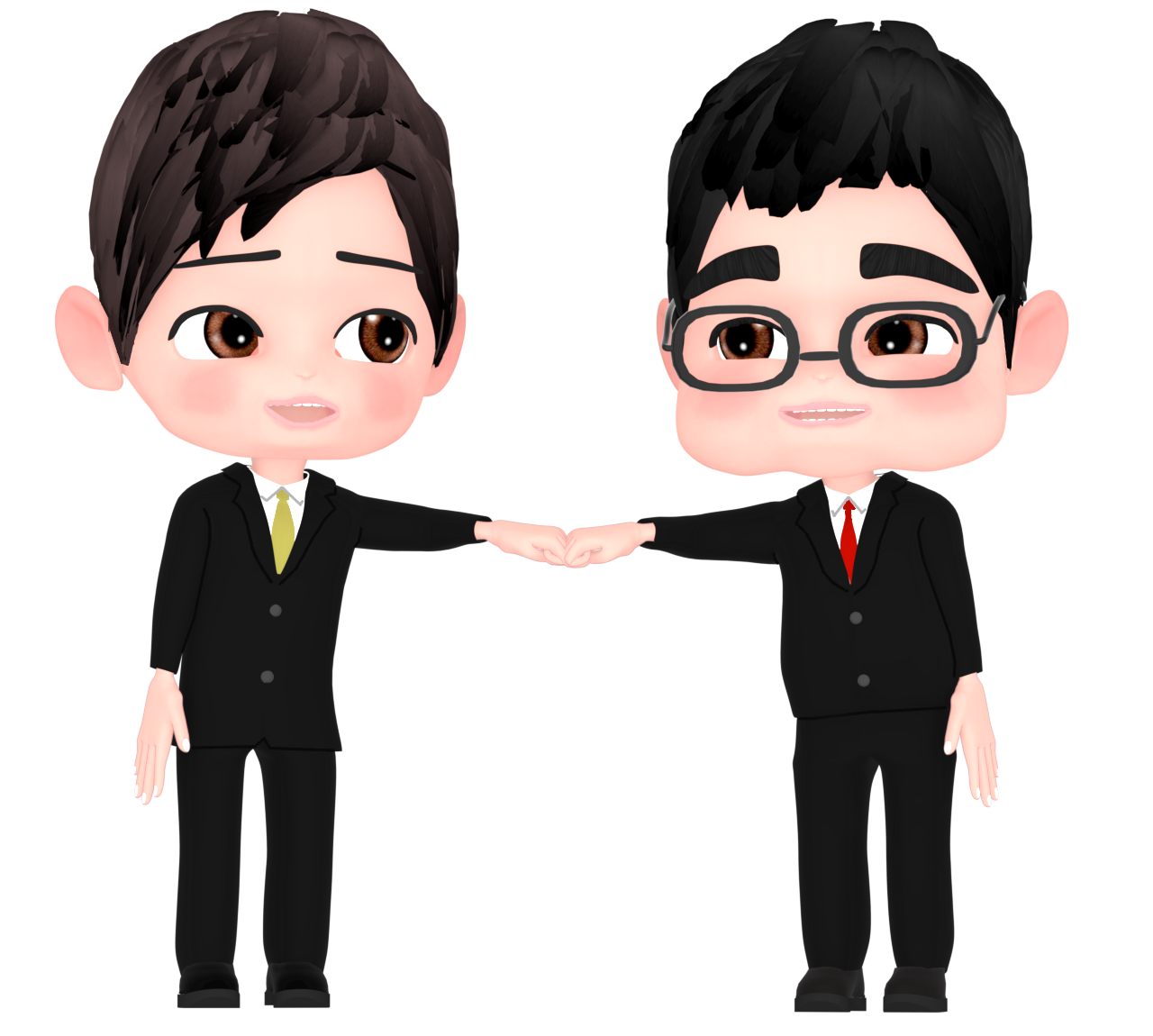 グータッチをする会社員のイラスト