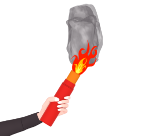 手で発煙筒を持つイラスト