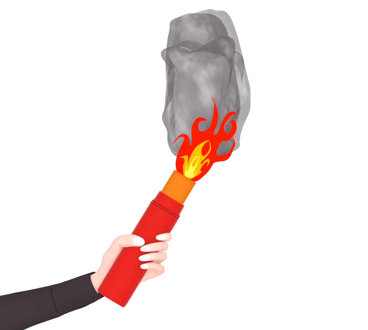 手で発煙筒を持つイラスト
