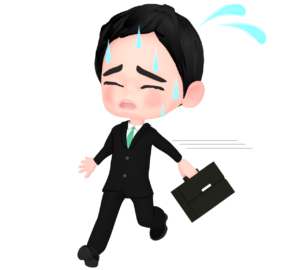 急いで走る会社員のイラスト