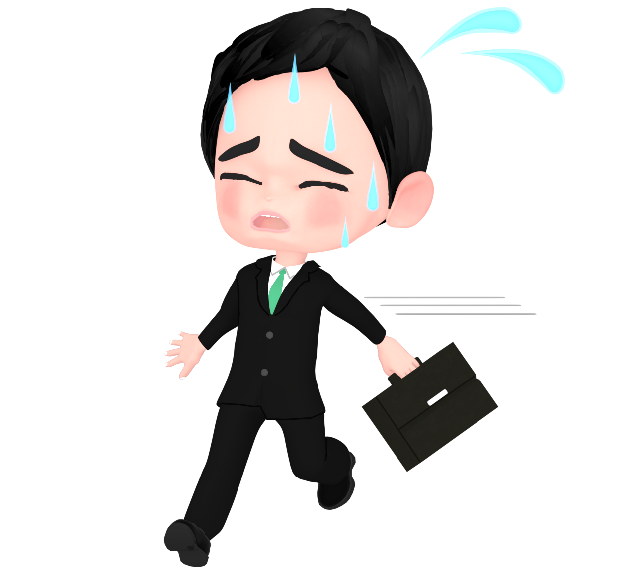 急いで走る会社員のイラスト