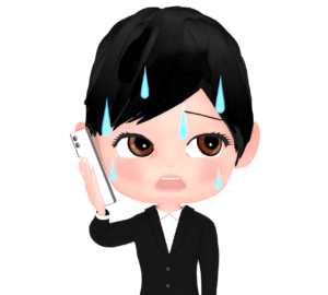 電話をしながら焦る女性会社員のイラスト