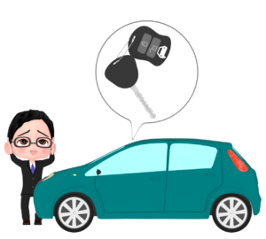 車の中に鍵を置き忘れたイラスト
