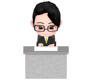 紙に書く男性会社員のイラスト