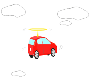 プロペラで空を飛ぶ車のイラスト