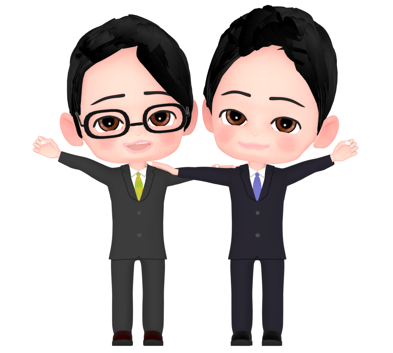 肩を組むサラリーマンのイラスト