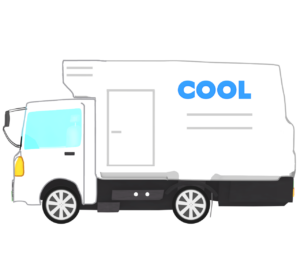 横向きの冷凍車のイラスト