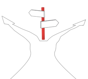 道しるべがある分かれ道のイラスト