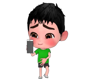 スマホで笑いを堪える男の子のイラスト