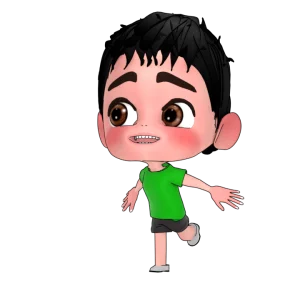 笑顔で発見する男の子のイラスト