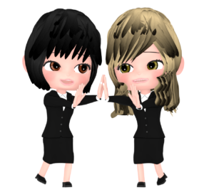 笑顔で向き合う女性会社員のイラスト