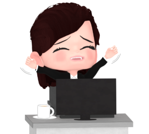 背伸びをする女性会社員のイラスト
