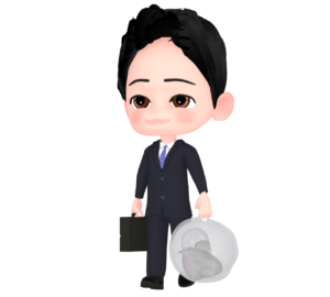 ゴミ出しをする会社員のイラスト