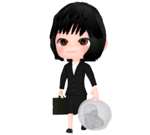 ゴミ捨てをする女性会社員のイラスト