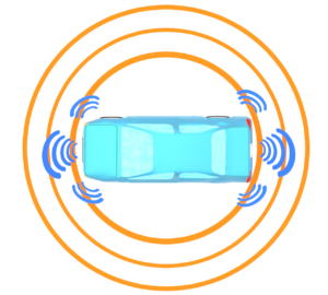 上から見る自動運転システムのイラスト