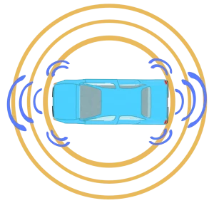 上から見る自動運転システムのイラスト