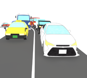 交通の大渋滞が発生したイラスト