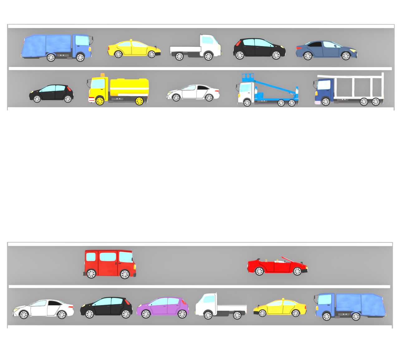 交通渋滞が起きる道路のイラスト