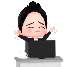 仕事中に背伸びをするビジネスマンのイラスト