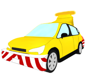 黄色い高速道路のパトロールカーのイラスト