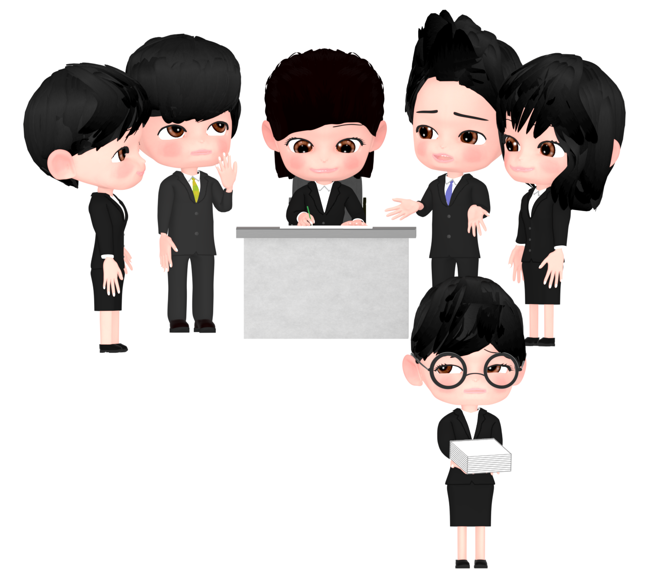 仲間はずれになる会社員のイラスト