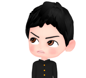 怒った顔の男子学生のイラスト