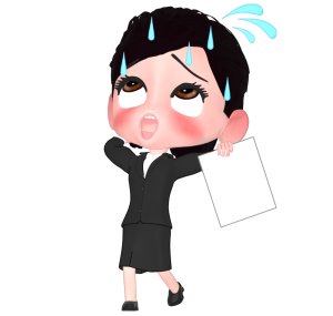 書類を見て焦る女性会社員のイラスト