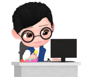 勤務中にお菓子を食べるOLのイラスト