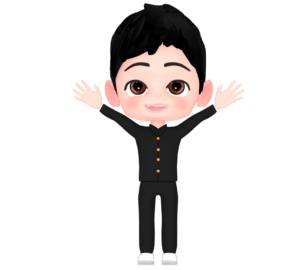 バンザイをする男子学生のイラスト