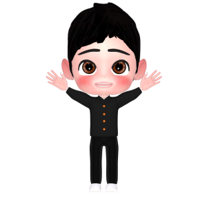 バンザイをする男子学生のイラスト