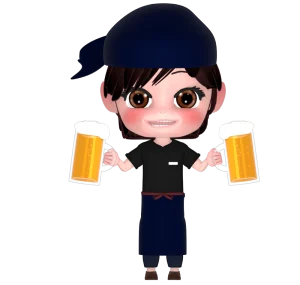 ビールを持つ居酒屋の女の子のイラスト