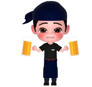 ビールを運ぶ居酒屋店員のイラスト