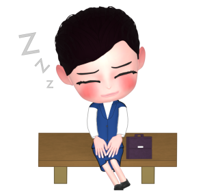 ベンチで眠る女性会社員のイラスト