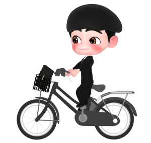 自転車通勤するサラリーマンのイラスト
