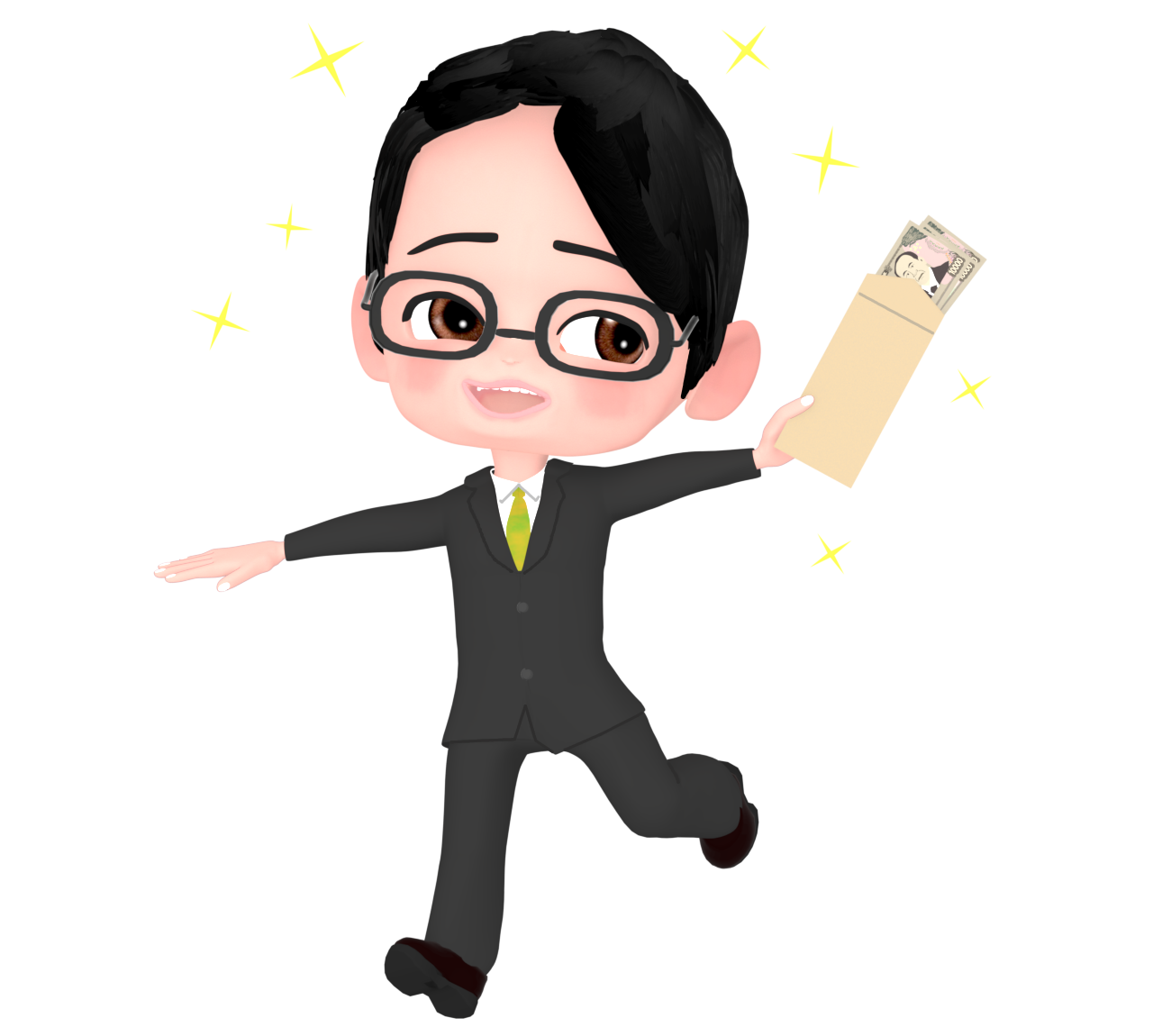 ボーナスを喜ぶサラリーマンのイラスト
