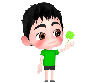 男の子と四葉のクローバーのイラスト