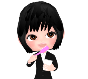 歯を磨く女性会社員のイラスト