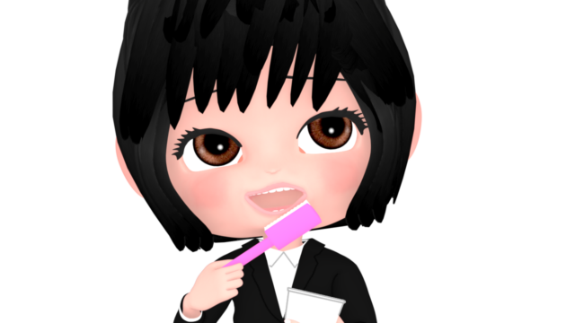 brushing teeth woman office worker img