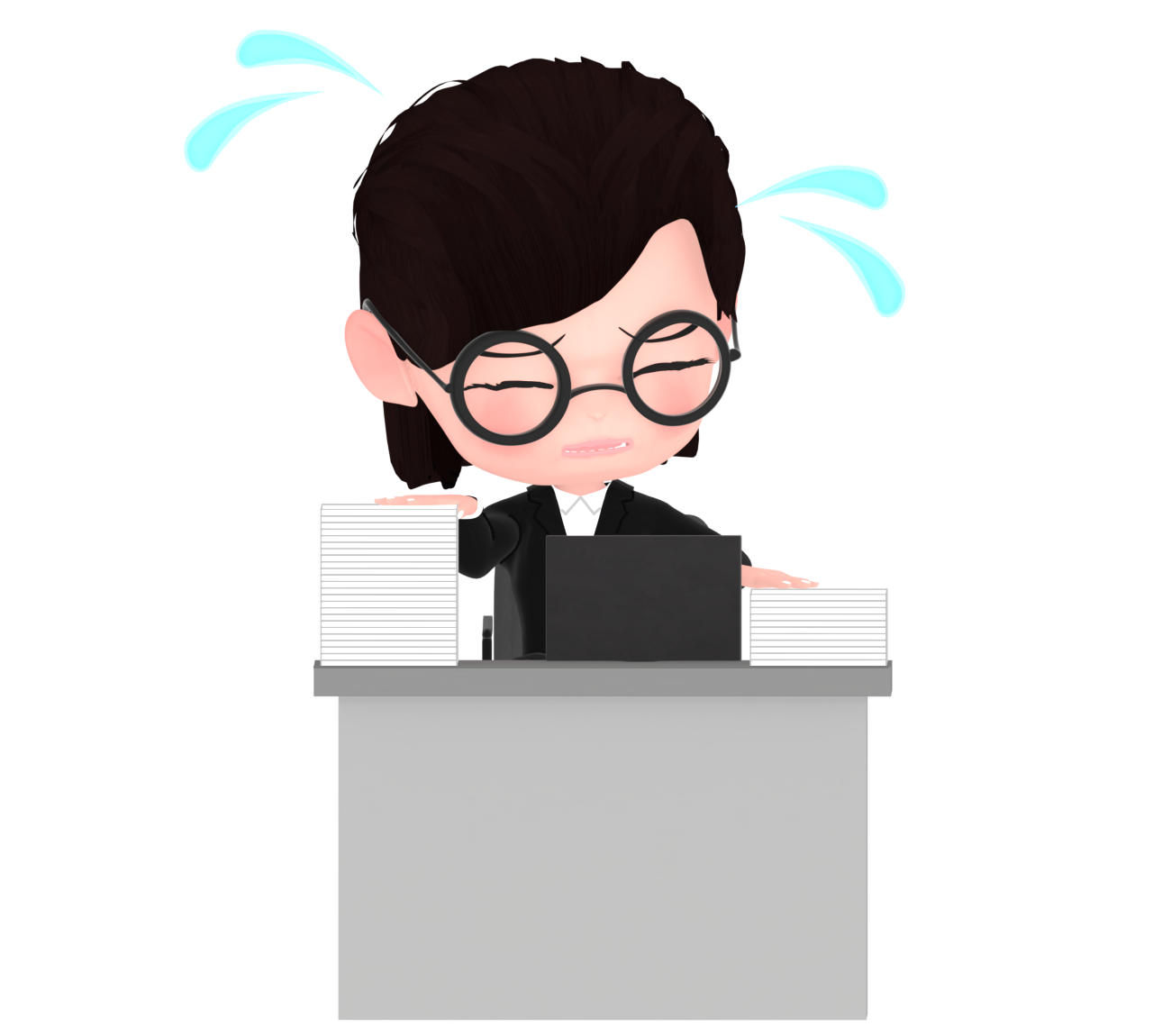 忙しい女性会社員のイラスト