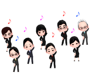 会社で体操をするイラスト
