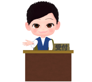 会社の受付をする女性社員のイラスト
