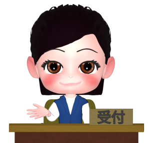 会社の受付をする女性社員のイラスト