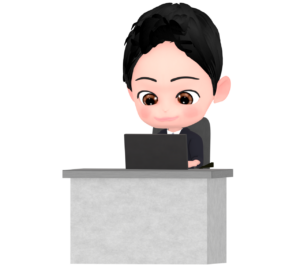 パソコンを使う男性会社員のイラスト
