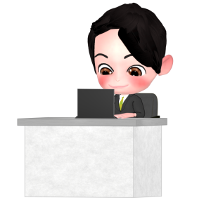 パソコンを使う男性会社員のイラスト