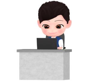 パソコンで仕事をする女性会社員のイラスト