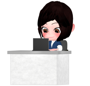 パソコンで仕事する女性会社員のイラスト