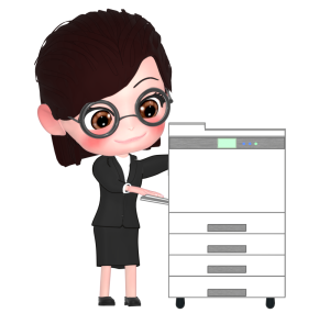 コピーを取る女性会社員のイラスト
