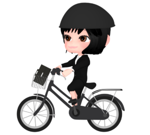 かわいい自転車通勤のイラスト