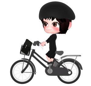 かわいい自転車通勤のイラスト